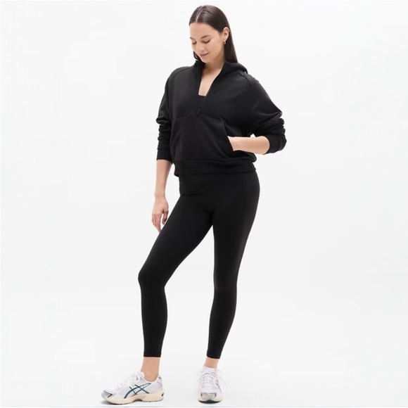 Athleta Forever Fleece 1/2 Zip Hoodie SMALL NWT BLACK - Picture 4 of 7